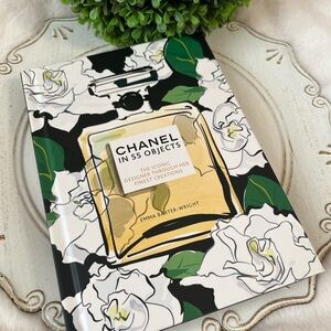 CHANEL in 55 Objects Book with Gold and Green Floral Design